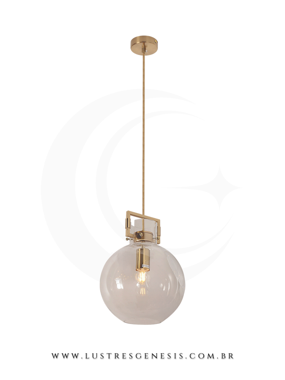 A Luminaria Pendente com acabamento em metal bronze e cupula de vidro transparente e ideal para renovar seu ambiente.